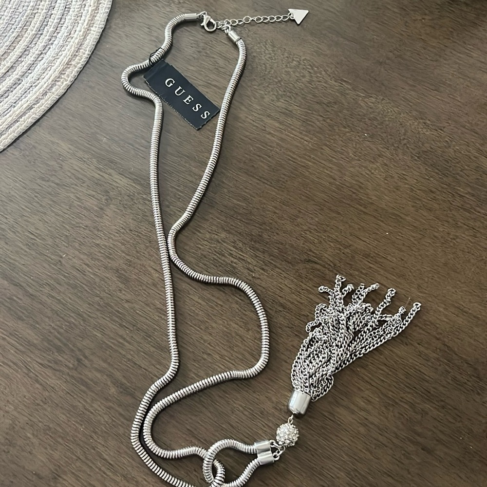 GUESS New with Tags Silver Long Necklace